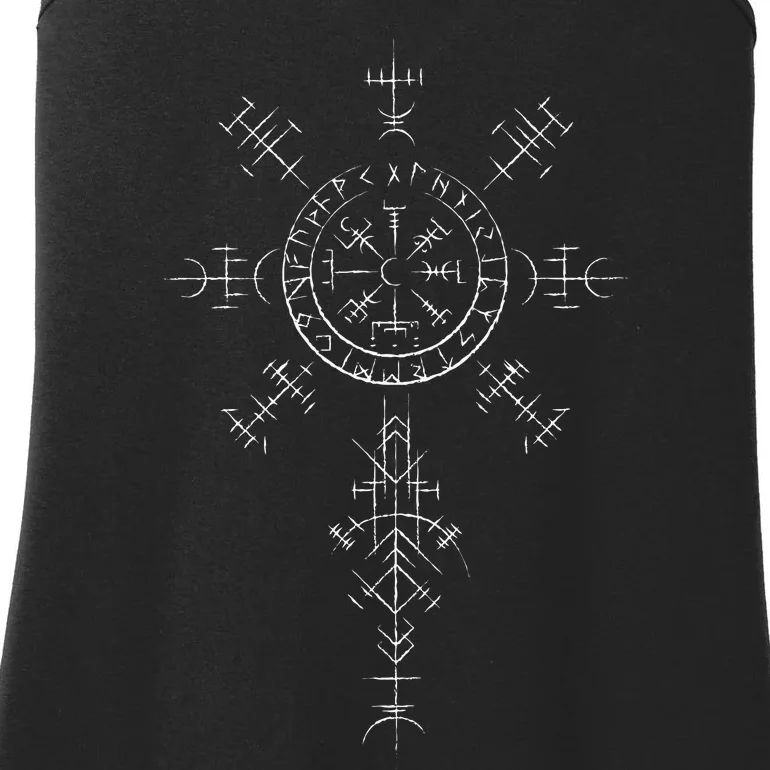 Retro Viking Symbol Compass Vegvisir Nordic Rune Celtic Ladies Essential Tank