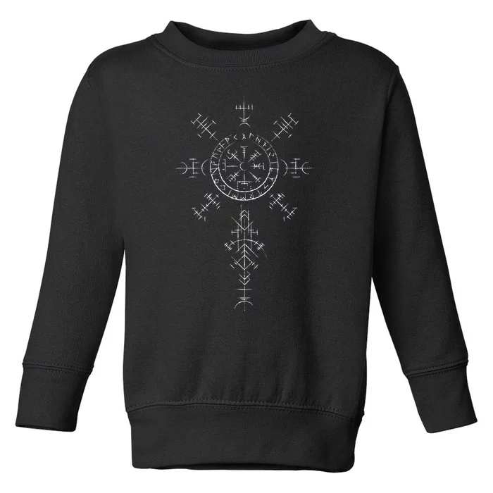 Retro Viking Symbol Compass Vegvisir Nordic Rune Celtic Toddler Sweatshirt