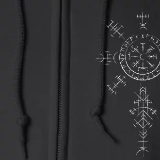 Retro Viking Symbol Compass Vegvisir Nordic Rune Celtic Full Zip Hoodie