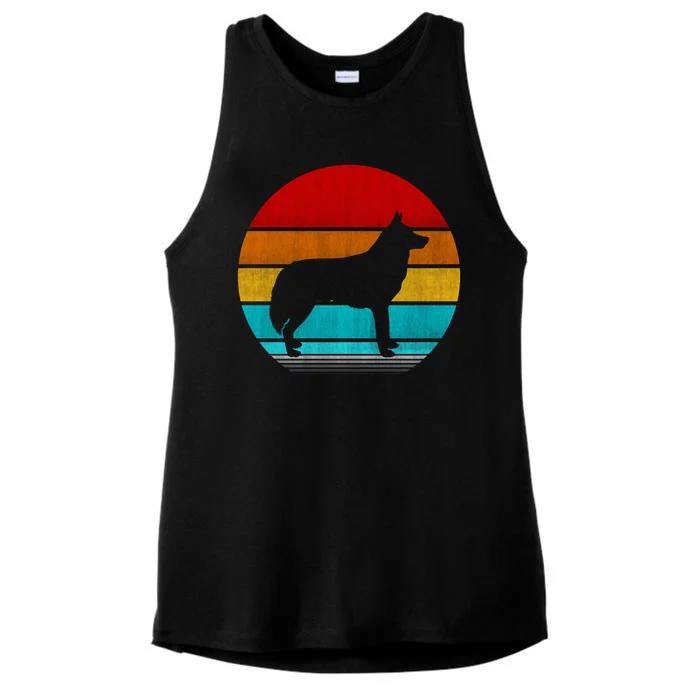 Retro Vintage Siberian Husky Ladies Tri-Blend Wicking Tank