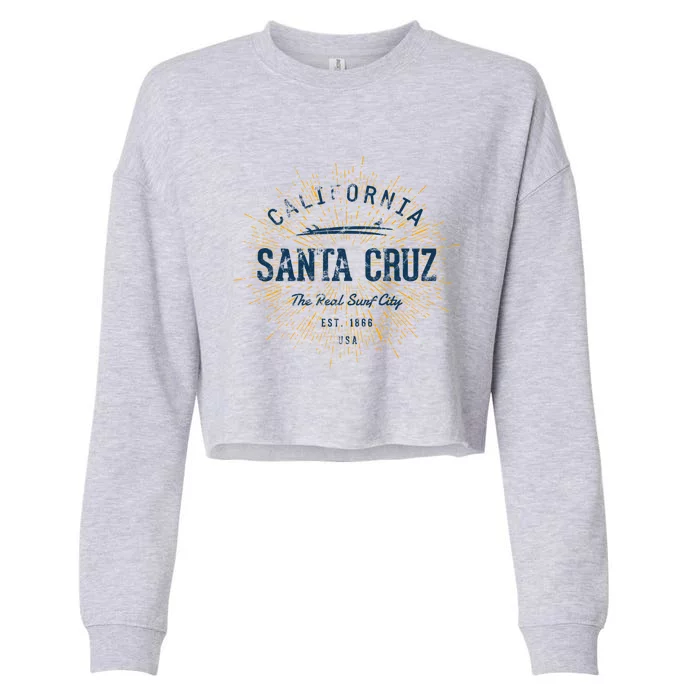 Retro Vintage Santa Cruz Gift Cropped Pullover Crew