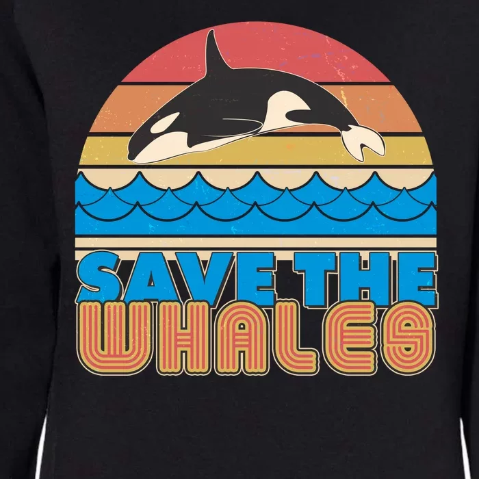 Retro Vintage Save The Whales Leaping Orca Killer Whale Womens California Wash Sweatshirt