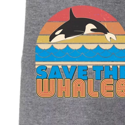 Retro Vintage Save The Whales Leaping Orca Killer Whale Doggie 3-End Fleece Hoodie