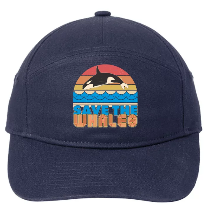 Retro Vintage Save The Whales Leaping Orca Killer Whale 7-Panel Snapback Hat