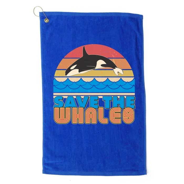 Retro Vintage Save The Whales Leaping Orca Killer Whale Platinum Collection Golf Towel