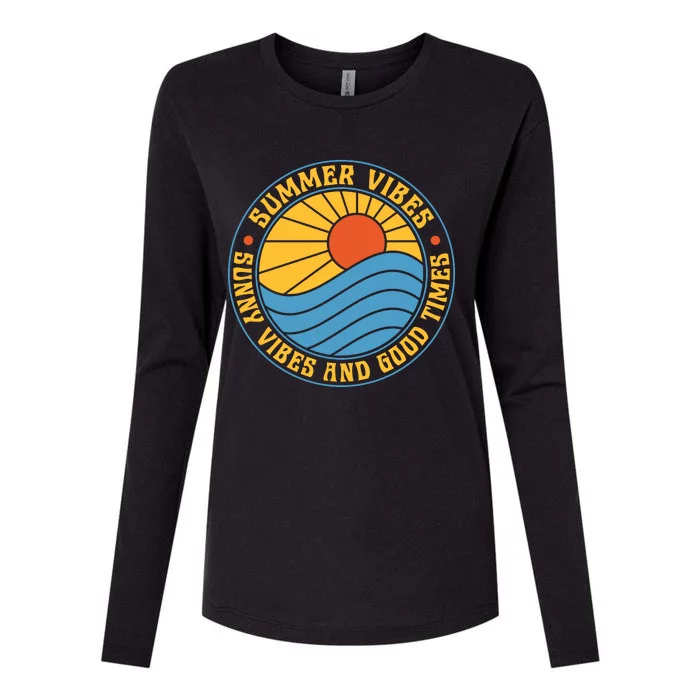 Retro Vintage Summer Vibes And Good Times Graphic Womens Cotton Relaxed Long Sleeve T-Shirt