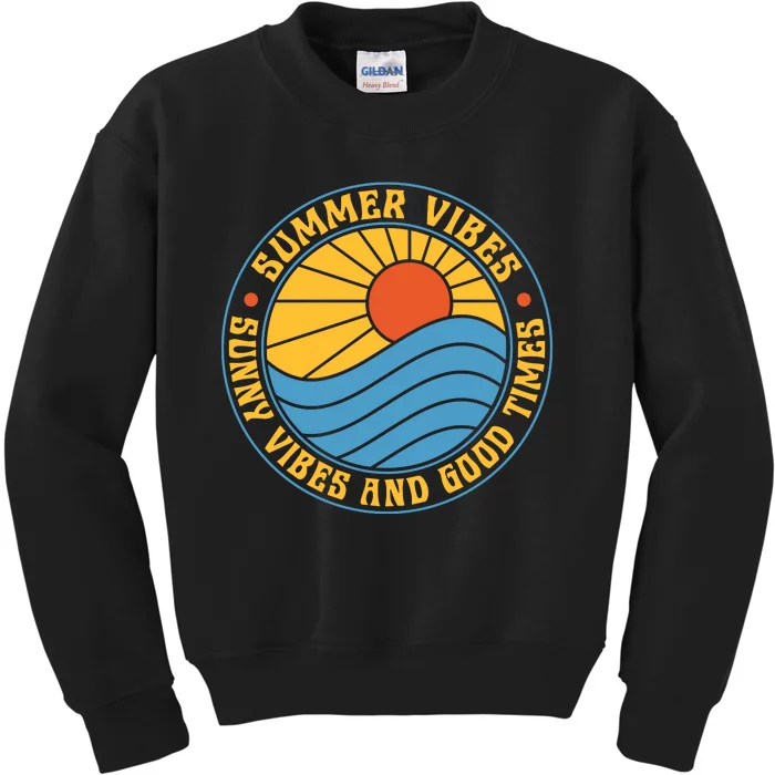 Retro Vintage Summer Vibes And Good Times Graphic Kids Sweatshirt