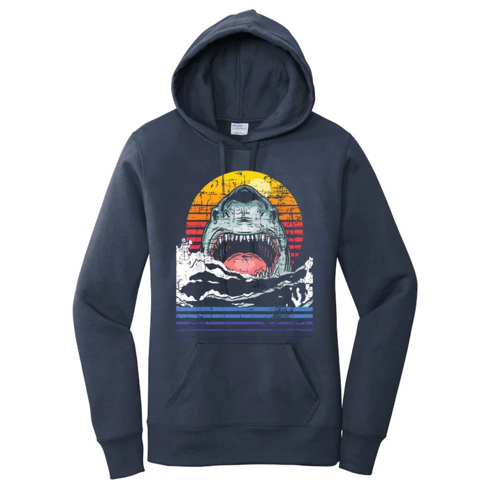 Retro Vintage Shark Marine Biologist Wildlife Shark Lovers Women's Pullover Hoodie