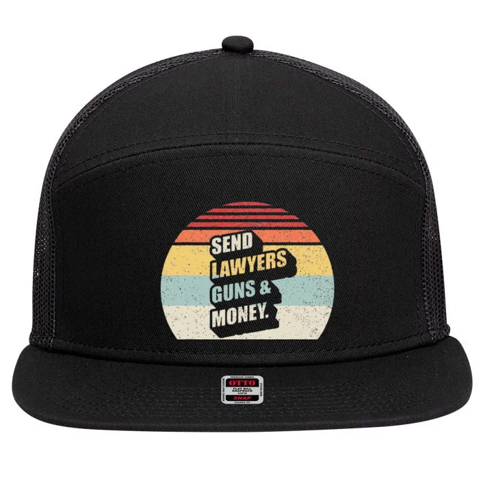 Retro Vintage Send Lawyers Guns And Money 7 Panel Mesh Trucker Snapback Hat