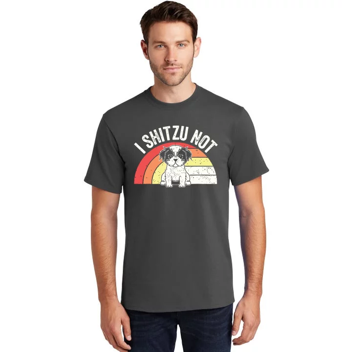 Retro Vintage Shih Tzu Dog Owner Funny I Shitzu Not Tall T-Shirt