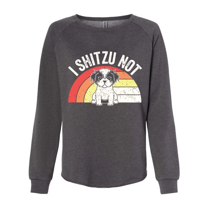 Retro Vintage Shih Tzu Dog Owner Funny I Shitzu Not Womens California Wash Sweatshirt