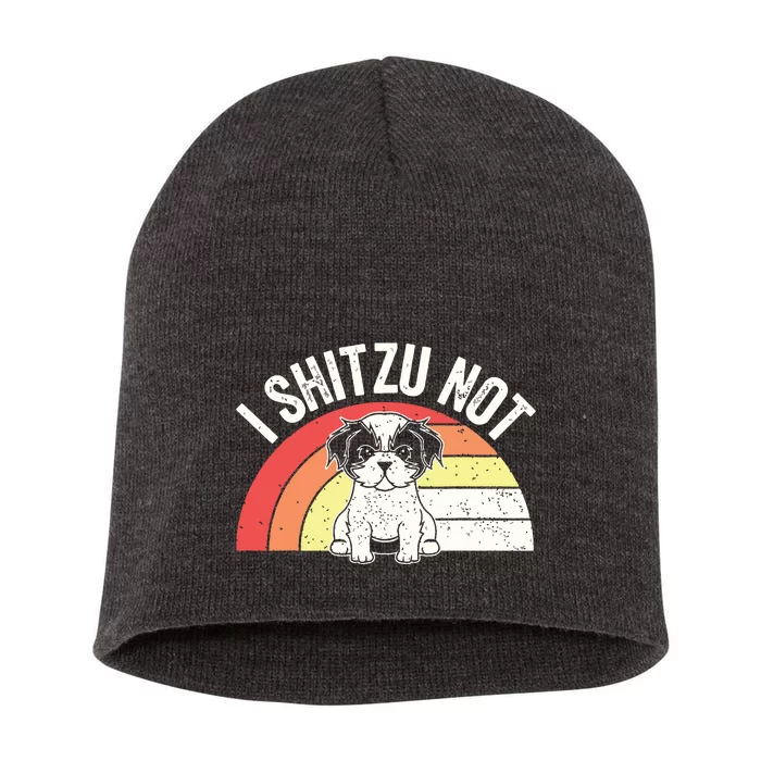 Retro Vintage Shih Tzu Dog Owner Funny I Shitzu Not Short Acrylic Beanie