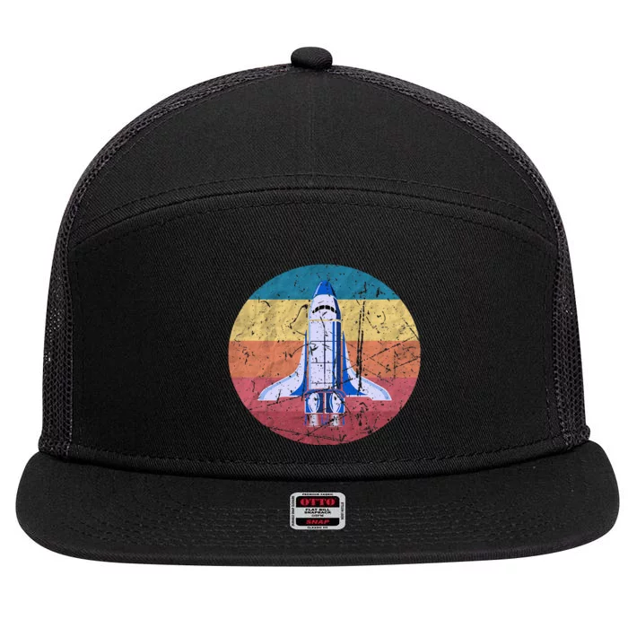 Retro Vintage Space Ship Rocket SciFi 7 Panel Mesh Trucker Snapback Hat