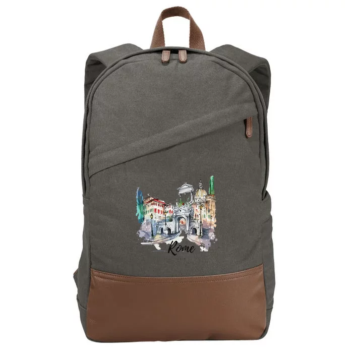 Retro Vintage Summer Italia Italy Rome City Souvenir Gifts Cotton Canvas Backpack