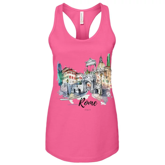 Retro Vintage Summer Italia Italy Rome City Souvenir Gifts Women's Racerback Tank