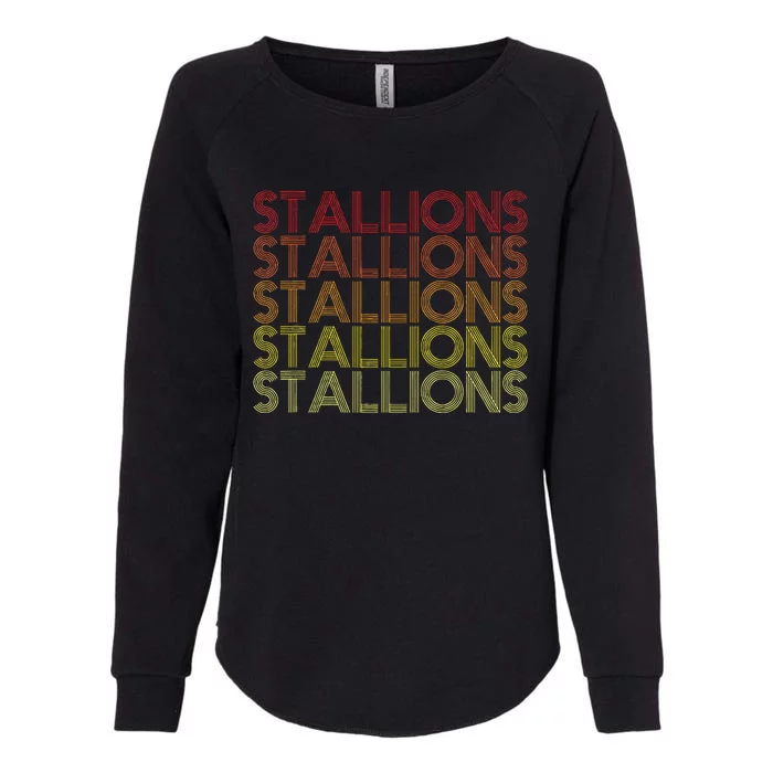 Retro Vintage Stallions Womens California Wash Sweatshirt