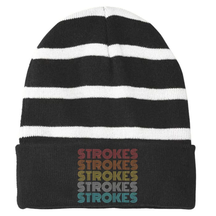 Retro Vintage Strokes Striped Beanie with Solid Band