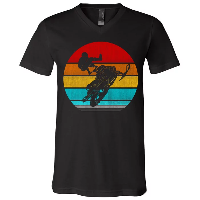 Retro Vintage Snowmobile V-Neck T-Shirt