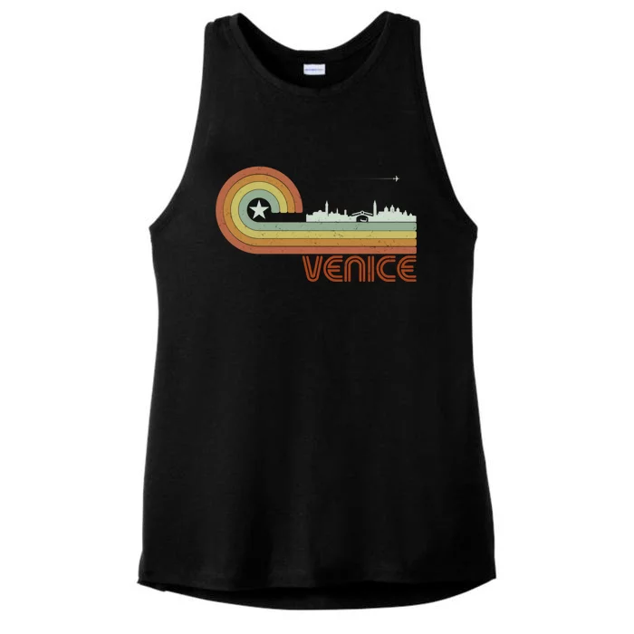 Retro Vintage Skyline Venice Ladies Tri-Blend Wicking Tank