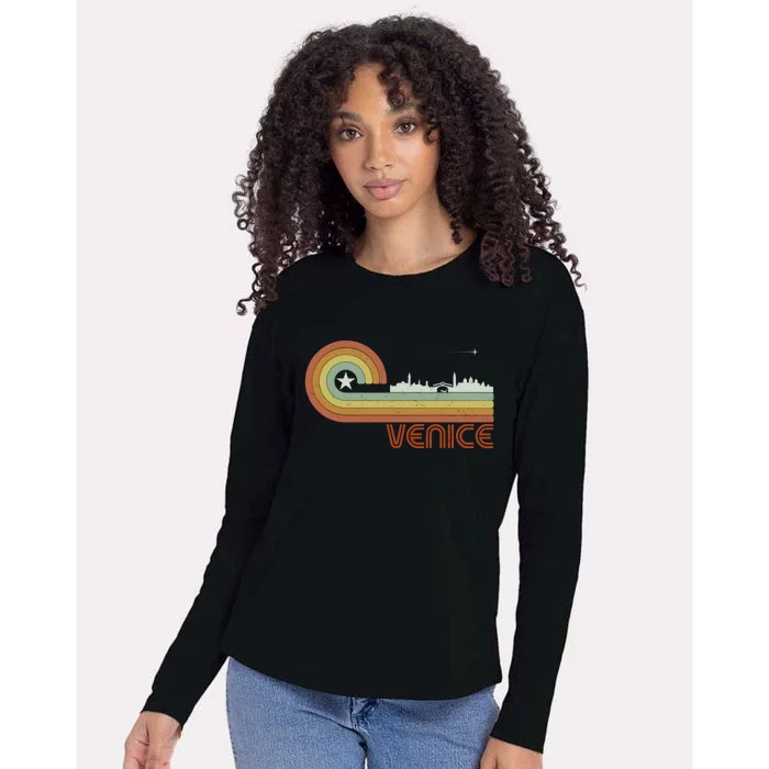 Retro Vintage Skyline Venice Womens Cotton Relaxed Long Sleeve T-Shirt