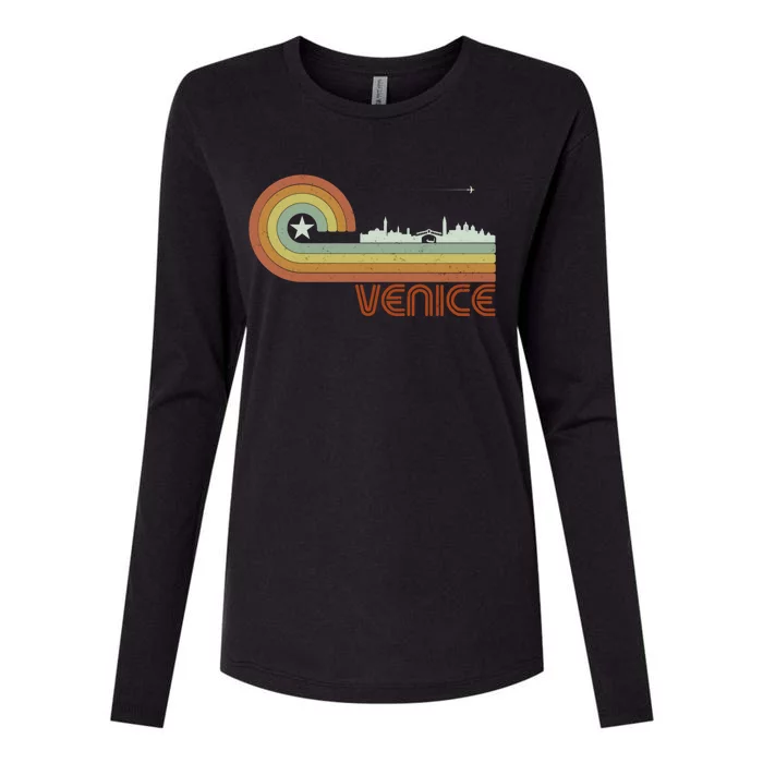 Retro Vintage Skyline Venice Womens Cotton Relaxed Long Sleeve T-Shirt