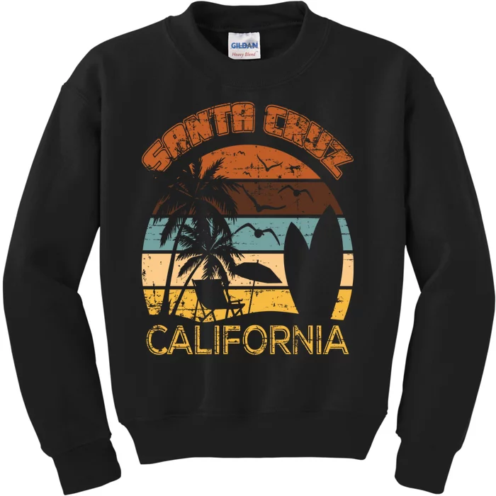 Retro Vintage Santa Cruz California Surfer Gift Idea Kids Sweatshirt