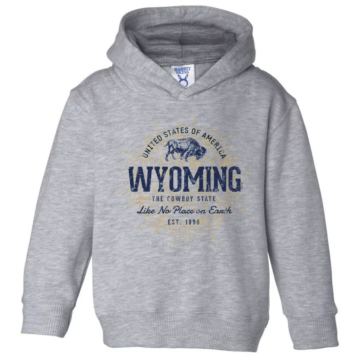 Retro Vintage State Of Wyoming Toddler Hoodie