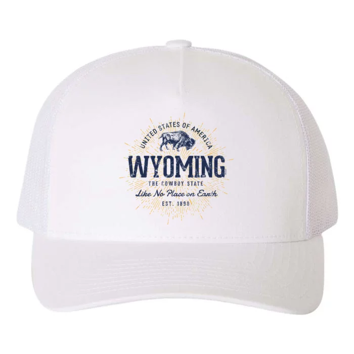 Retro Vintage State Of Wyoming Yupoong Adult 5-Panel Trucker Hat