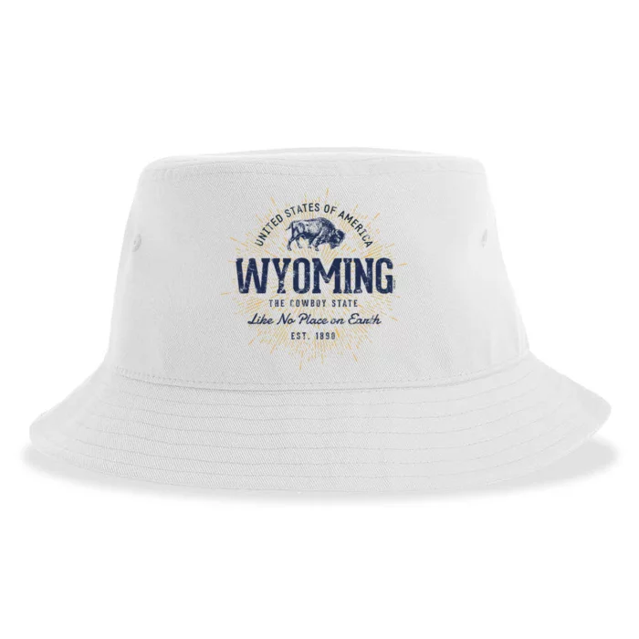 Retro Vintage State Of Wyoming Sustainable Bucket Hat