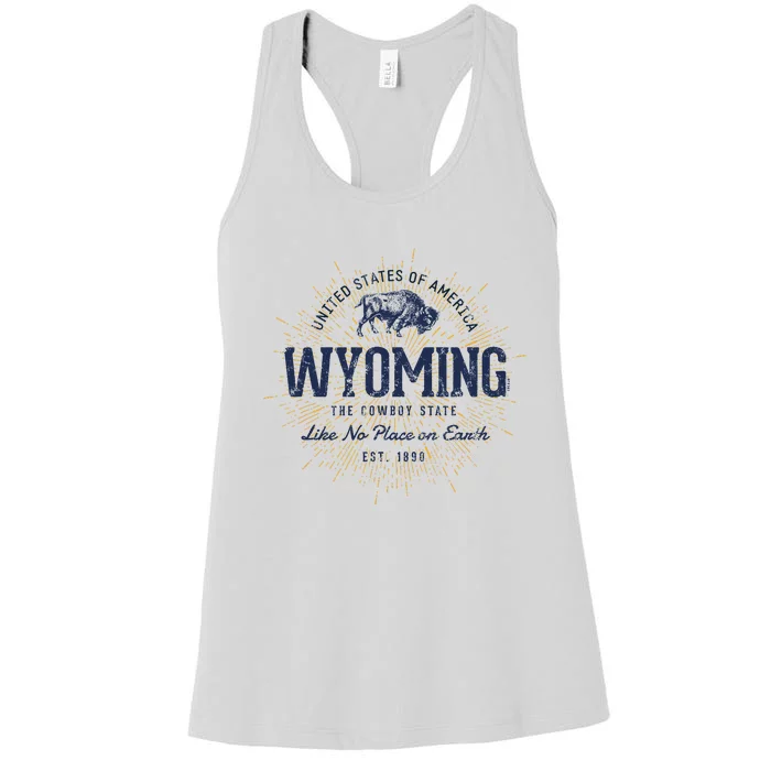 Retro Vintage State Of Wyoming Women's Racerback Tank