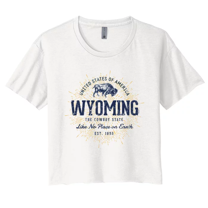 Retro Vintage State Of Wyoming Women's Crop Top Tee