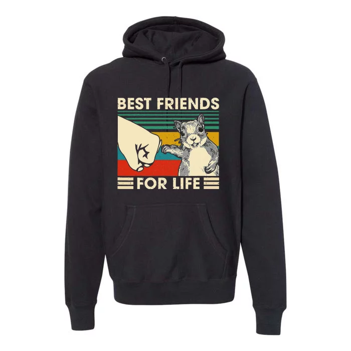 Retro Vintage Squirrel Best Friend For Life Fist Bump Premium Hoodie