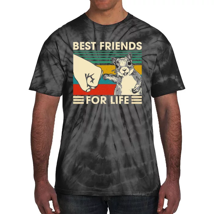 Retro Vintage Squirrel Best Friend For Life Fist Bump Tie-Dye T-Shirt