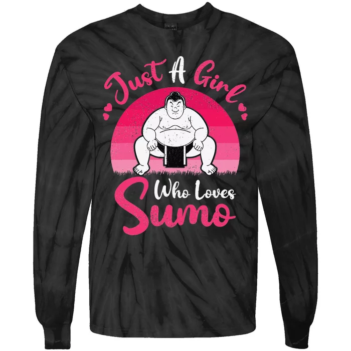 Retro Vintage Sumo Lover Just A Who Loves Sumo Tie-Dye Long Sleeve Shirt