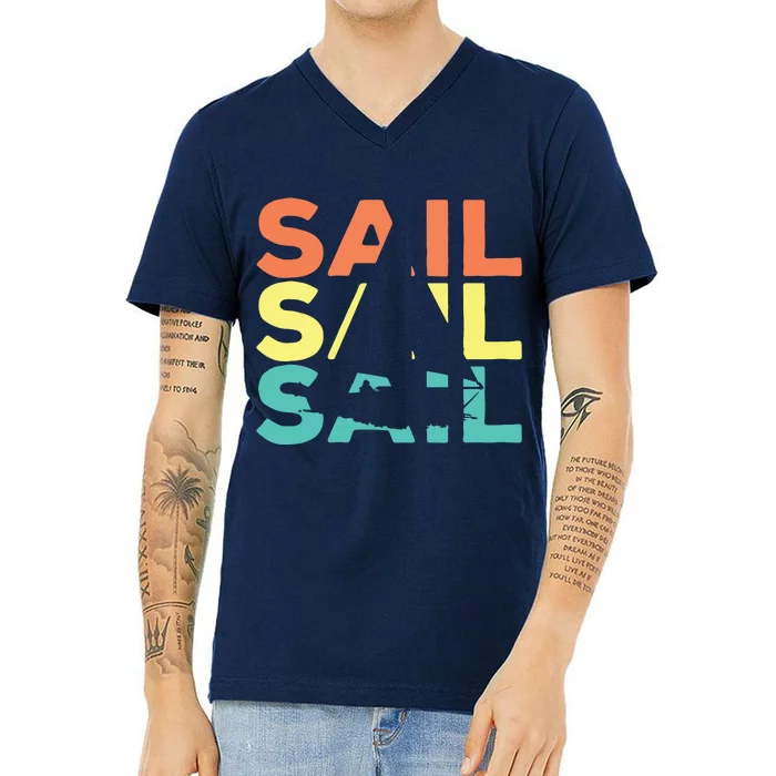 Retro Vintage Sail Sailing Gift V-Neck T-Shirt