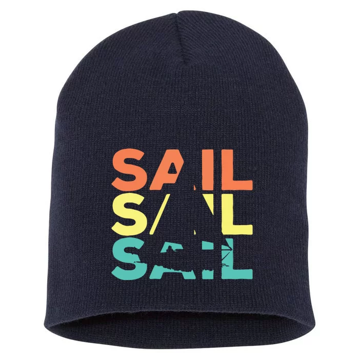 Retro Vintage Sail Sailing Gift Short Acrylic Beanie