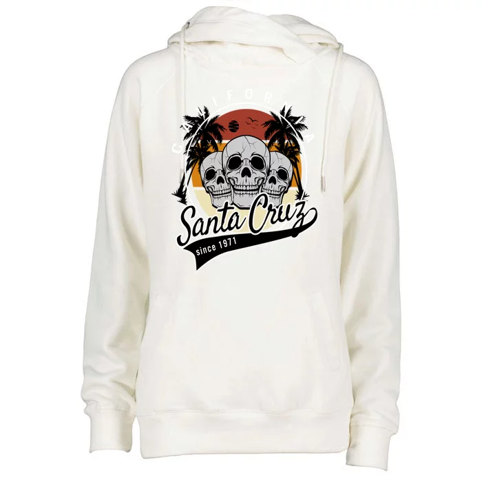 Retro Vintage Santa Cruz California Skull Street Wear Womens Funnel Neck Pullover Hood