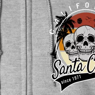 Retro Vintage Santa Cruz California Skull Street Wear Full Zip Hoodie