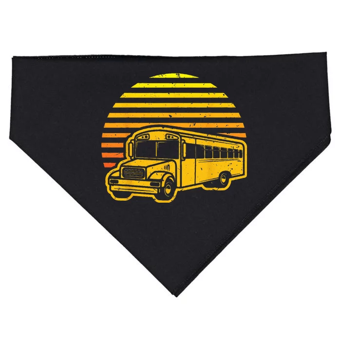 Retro Vintage Sunset School Bus Driver USA-Made Doggie Bandana