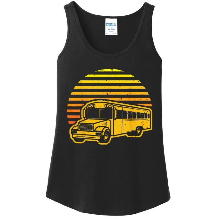 Retro Vintage Sunset School Bus Driver Ladies Essential Tank