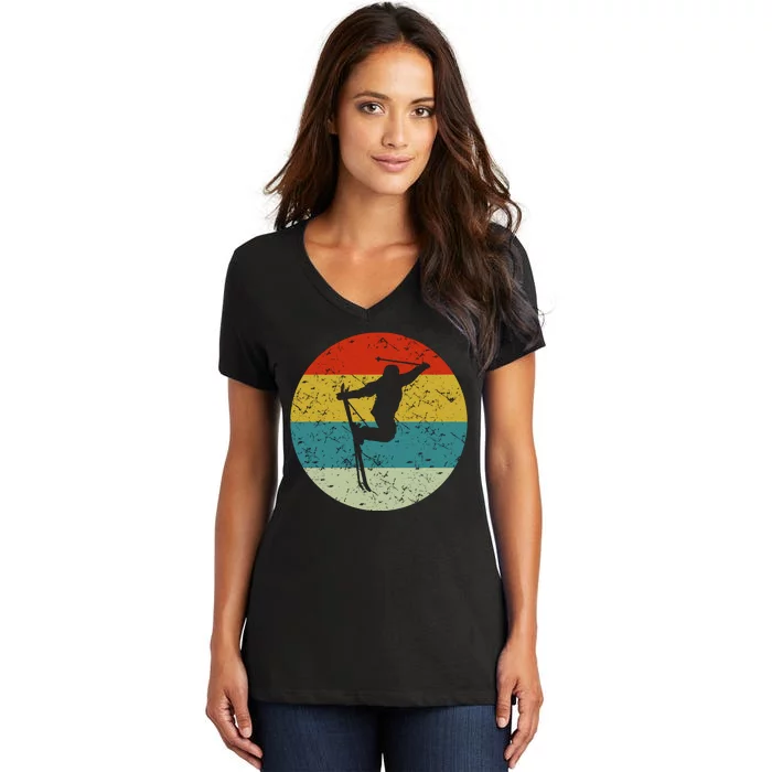 Retro Vintage Skiing Women's V-Neck T-Shirt