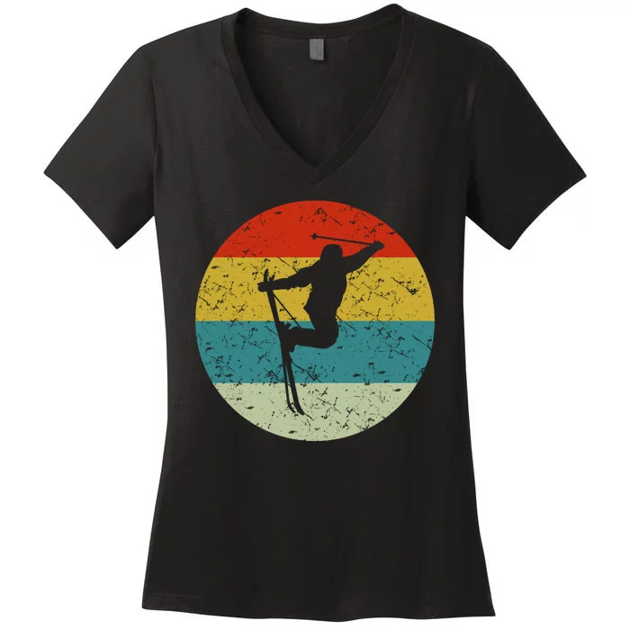 Retro Vintage Skiing Women's V-Neck T-Shirt