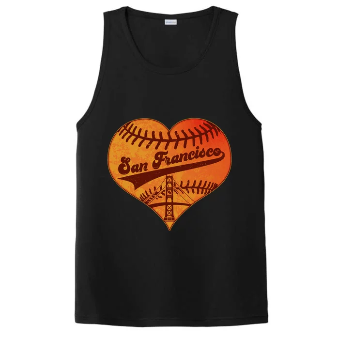 Retro Vintage San Francisco Baseball Heart Performance Tank