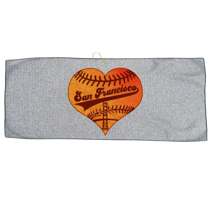 Retro Vintage San Francisco Baseball Heart Large Microfiber Waffle Golf Towel