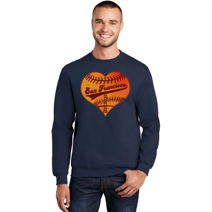 Retro Vintage San Francisco Baseball Heart Sweatshirt