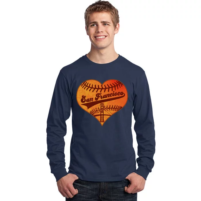 Retro Vintage San Francisco Baseball Heart Tall Long Sleeve T-Shirt