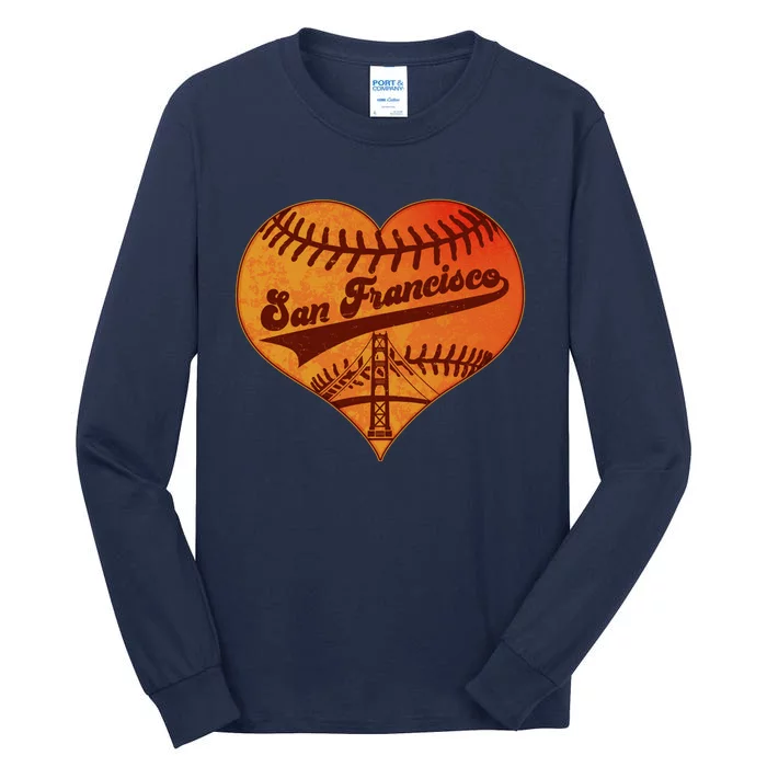 Retro Vintage San Francisco Baseball Heart Tall Long Sleeve T-Shirt