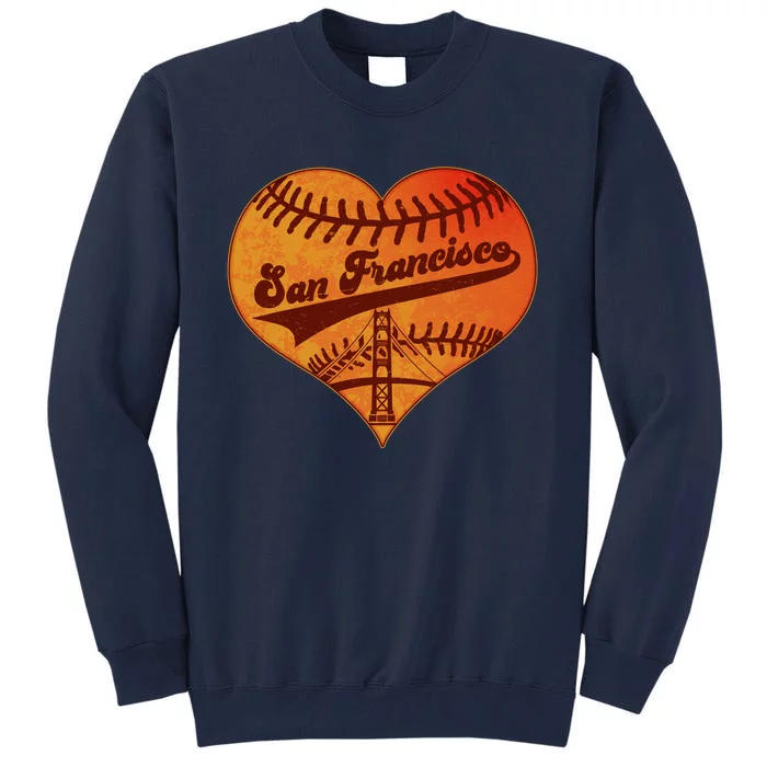 Retro Vintage San Francisco Baseball Heart Tall Sweatshirt