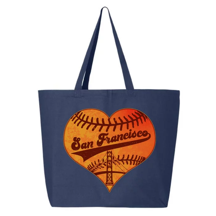 Retro Vintage San Francisco Baseball Heart 25L Jumbo Tote