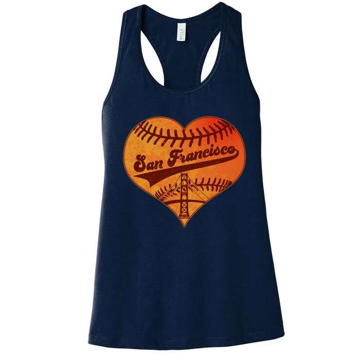 Retro Vintage San Francisco Baseball Heart Women's Racerback Tank